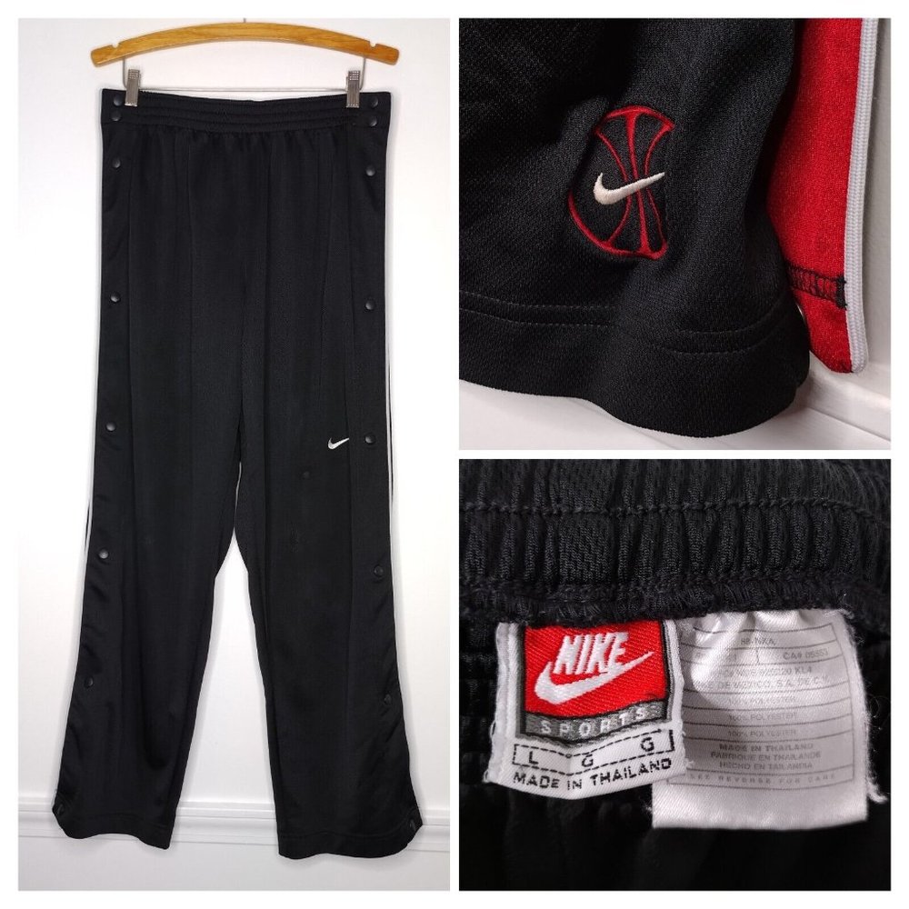 Vintage Nike Tearaway Breakaway Snap Black Sweatpants Men's Large